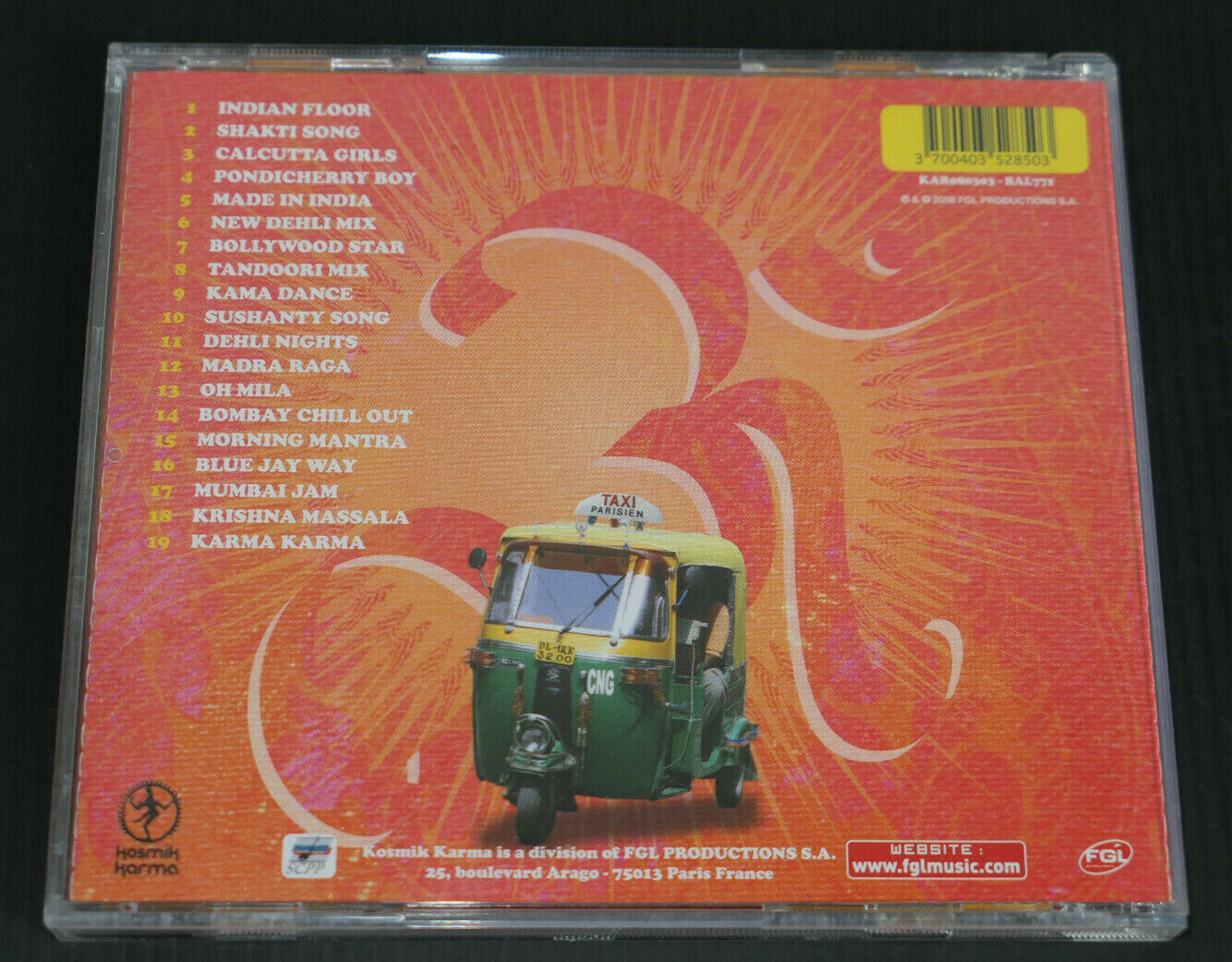 CD PARIS BOLLYWOOD / ELECTRO INDIAN MUSIC / FGL / 2008
