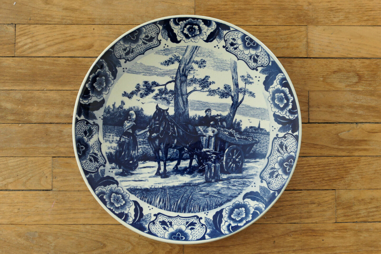 LOT DE 3 GRANDES ANCIENNES ASSIETTES DECORATIVES FAIENCE DELFT