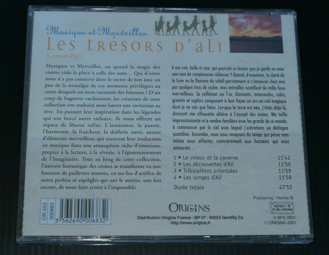 CD MUSIQUE ET MERVEILLES / LES TRESORS D'ALI / LAURENT DURY / ORIGINS 2001