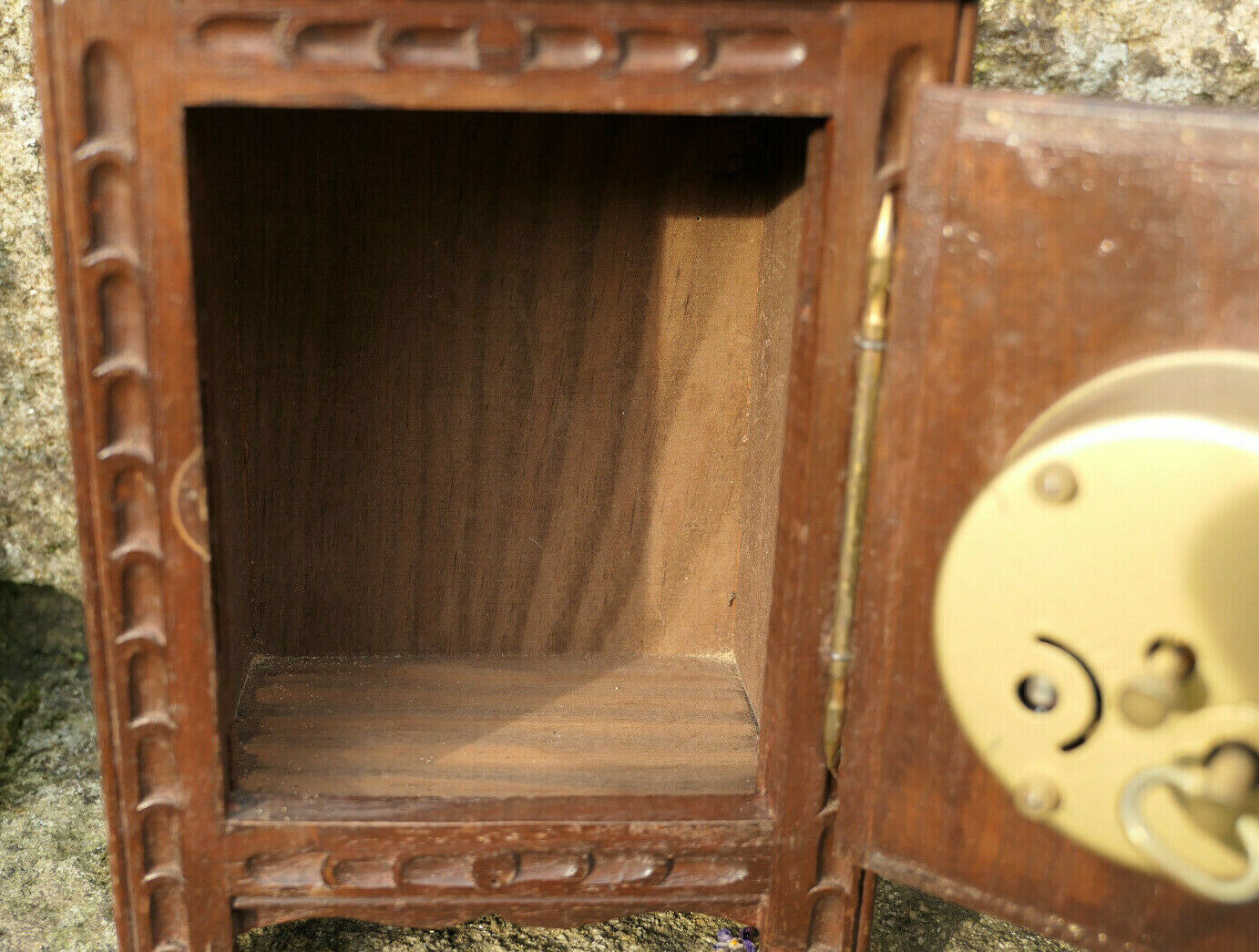 ANCIEN MOBILIER BRETON MEUBLE BOIS MINIATURE ARMOIRE HORLOGE BRETAGNE CIRCA 1950