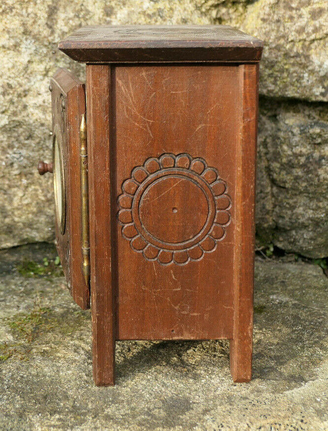 ANCIEN MOBILIER BRETON MEUBLE BOIS MINIATURE ARMOIRE HORLOGE BRETAGNE CIRCA 1950