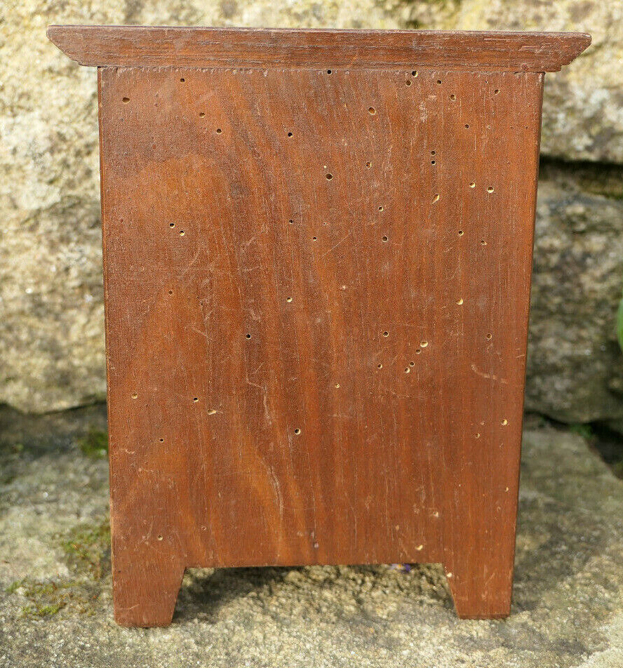 ANCIEN MOBILIER BRETON MEUBLE BOIS MINIATURE ARMOIRE HORLOGE BRETAGNE CIRCA 1950
