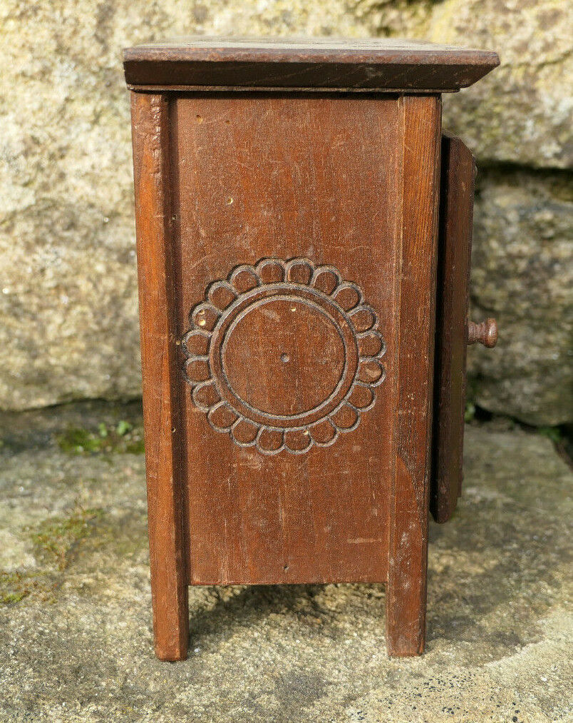 ANCIEN MOBILIER BRETON MEUBLE BOIS MINIATURE ARMOIRE HORLOGE BRETAGNE CIRCA 1950