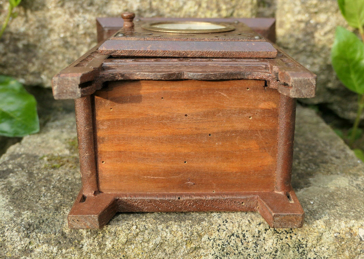 ANCIEN MOBILIER BRETON MEUBLE BOIS MINIATURE ARMOIRE HORLOGE BRETAGNE CIRCA 1950