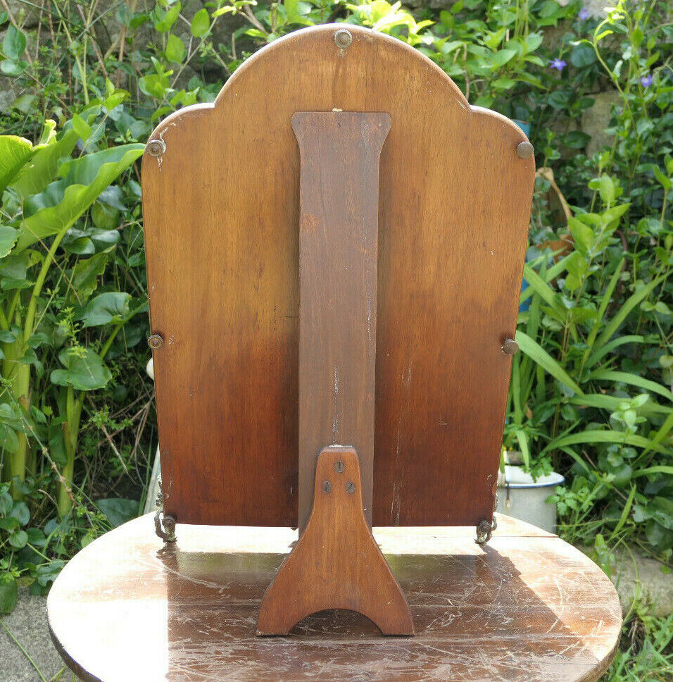 Antique 19th Century Table Mirror with Beveled Glass and Gilded Metal