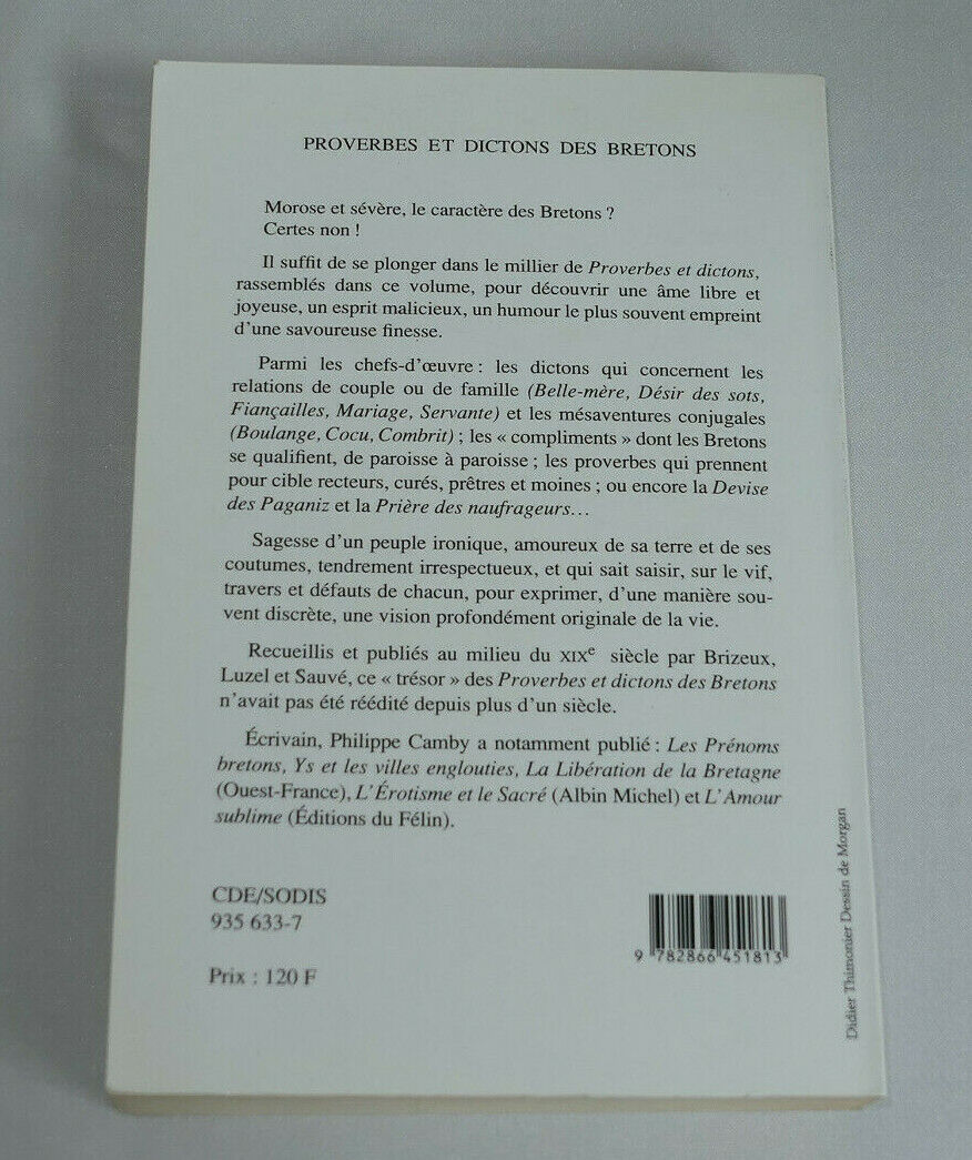 PROVERBES ET DICTONS DES BRETONS / PHILIPPE CAMBY / BRETAGNE / 1994