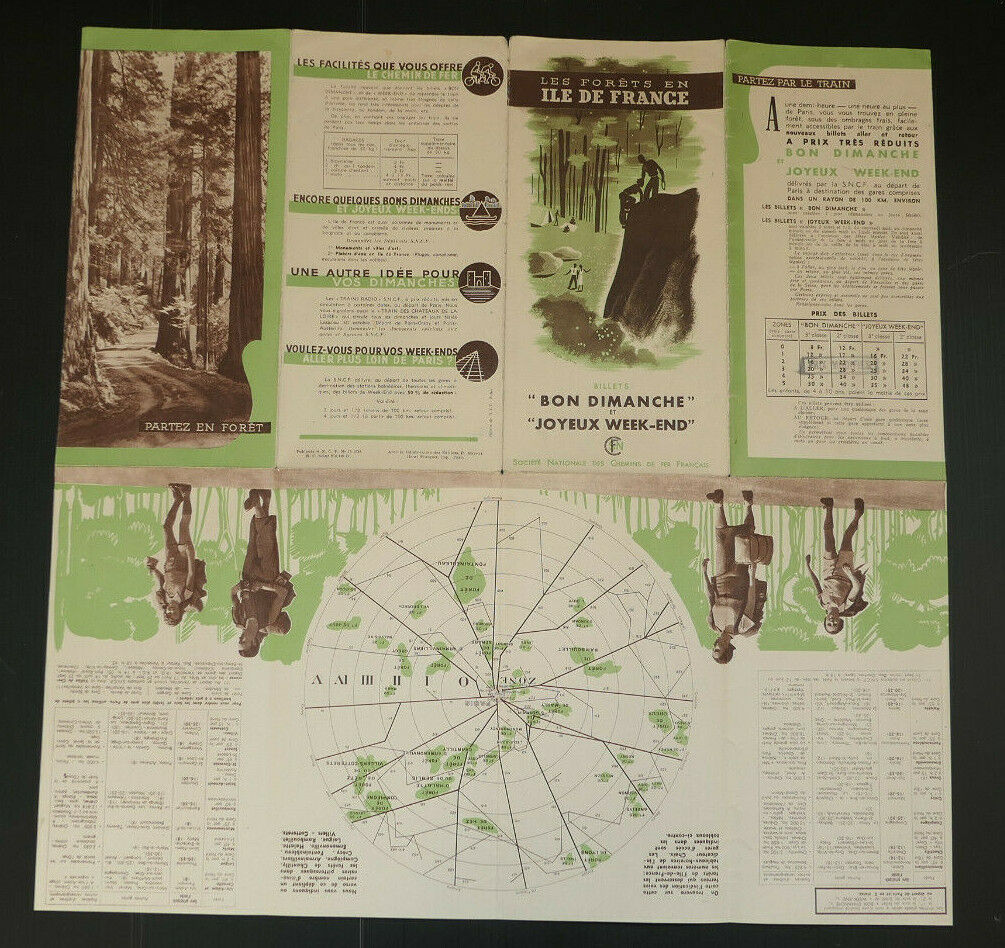 ANCIEN DEPLIANT TOURISME TRAIN SNCF LES FORETS EN ILE DE FRANCE 1938