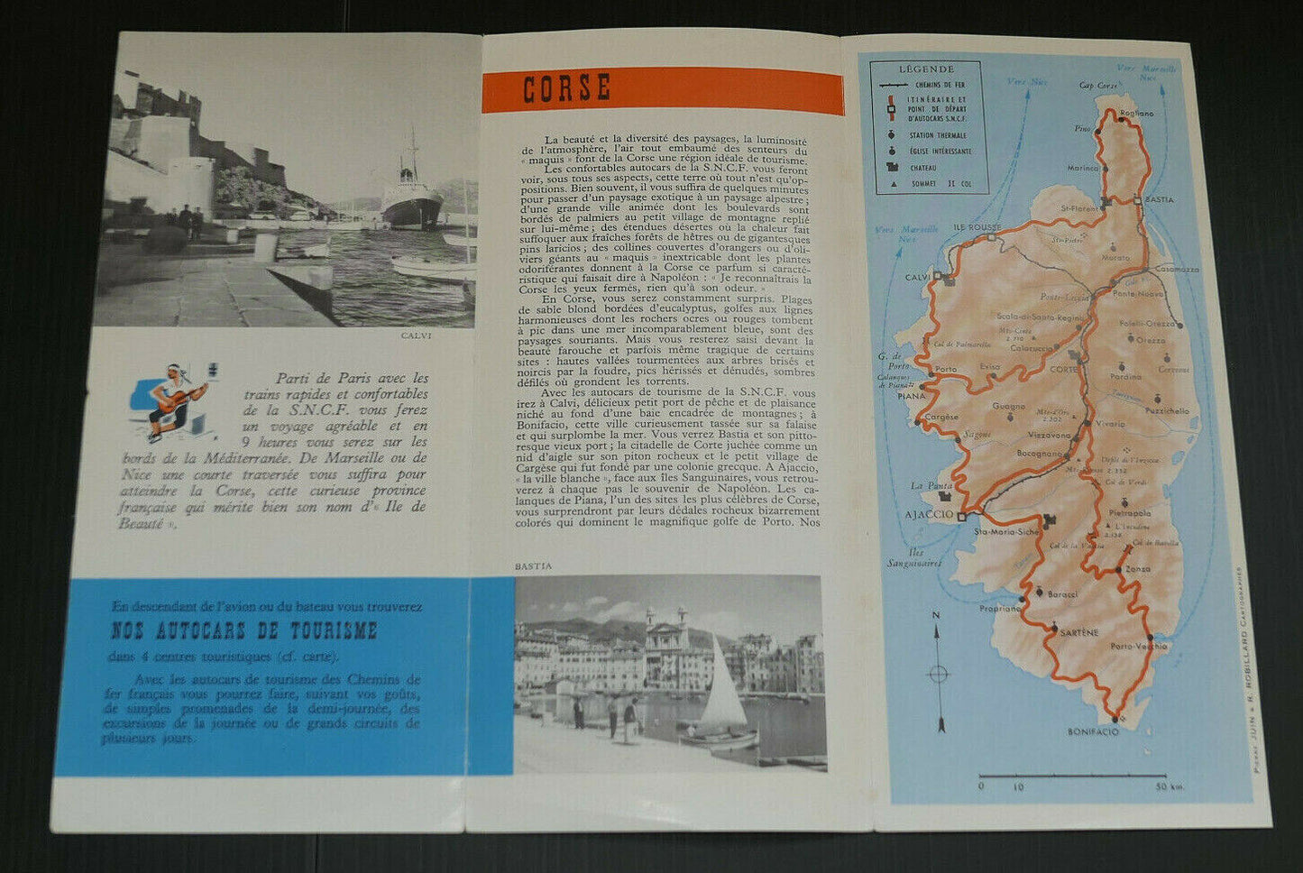 ANCIEN DEPLIANT TOURISME SNCF CORSE 1956