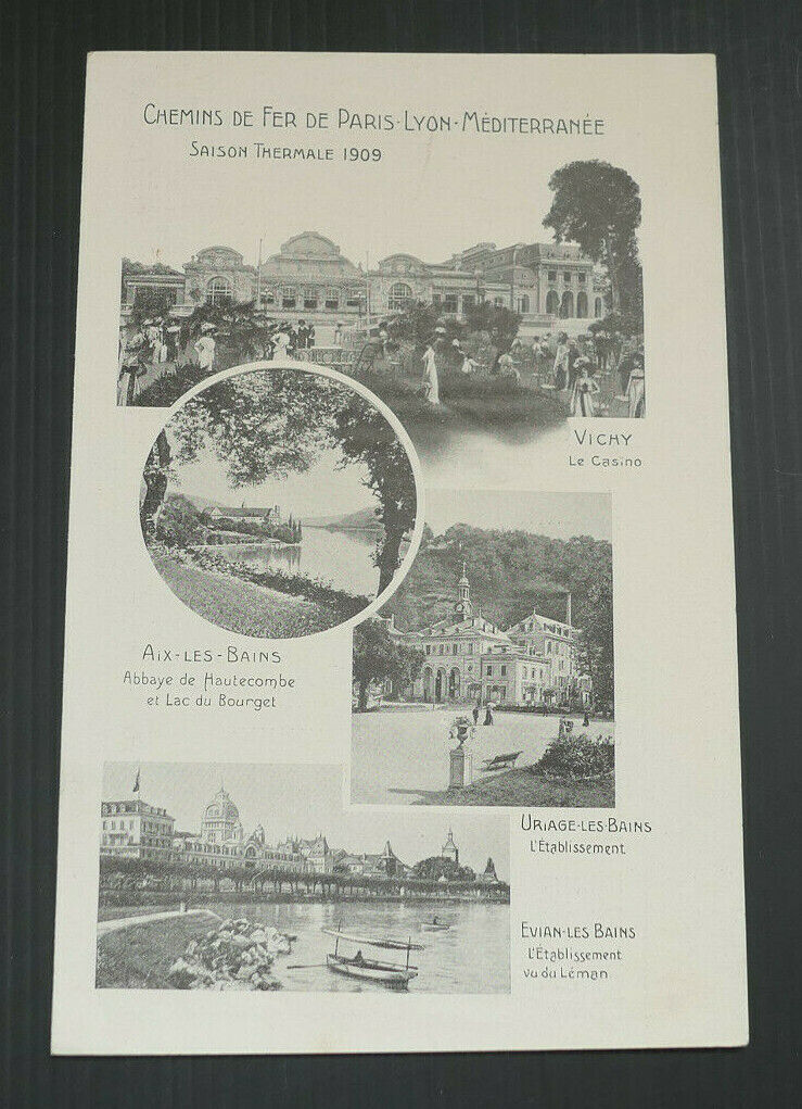 ANCIEN DEPLIANT TOURISME CHEMINS DE FER PLM SAISON THERMALE 1909