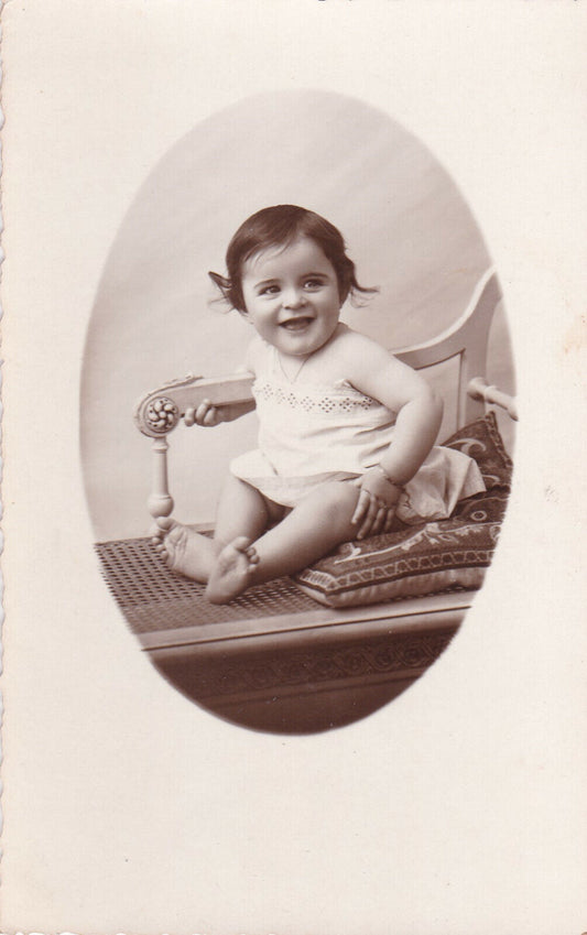 ANCIENNE CARTE PHOTO PORTRAIT ENFANT BEBE SOURIANT