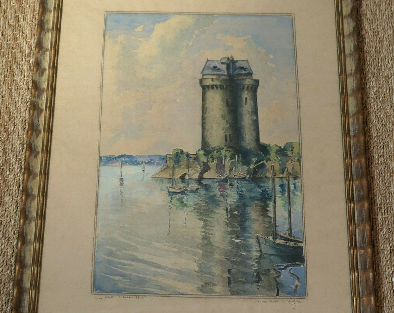 ANCIENNE PEINTURE AQUARELLE TABLEAU SIGNE LUCIEN-MARIE LE GARDIEN SAINT-SERVAN