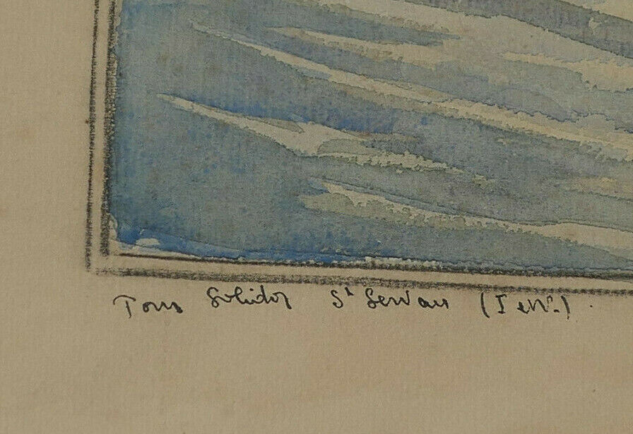 ANCIENNE PEINTURE AQUARELLE TABLEAU SIGNE LUCIEN-MARIE LE GARDIEN SAINT-SERVAN