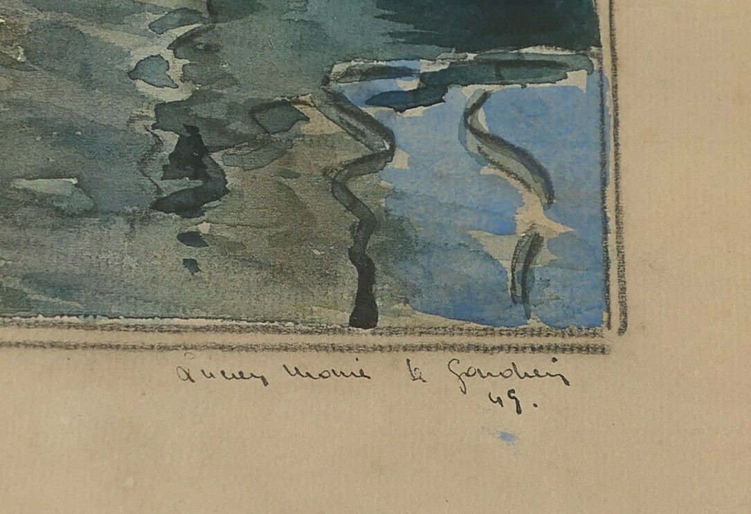 ANCIENNE PEINTURE AQUARELLE TABLEAU SIGNE LUCIEN-MARIE LE GARDIEN SAINT-SERVAN