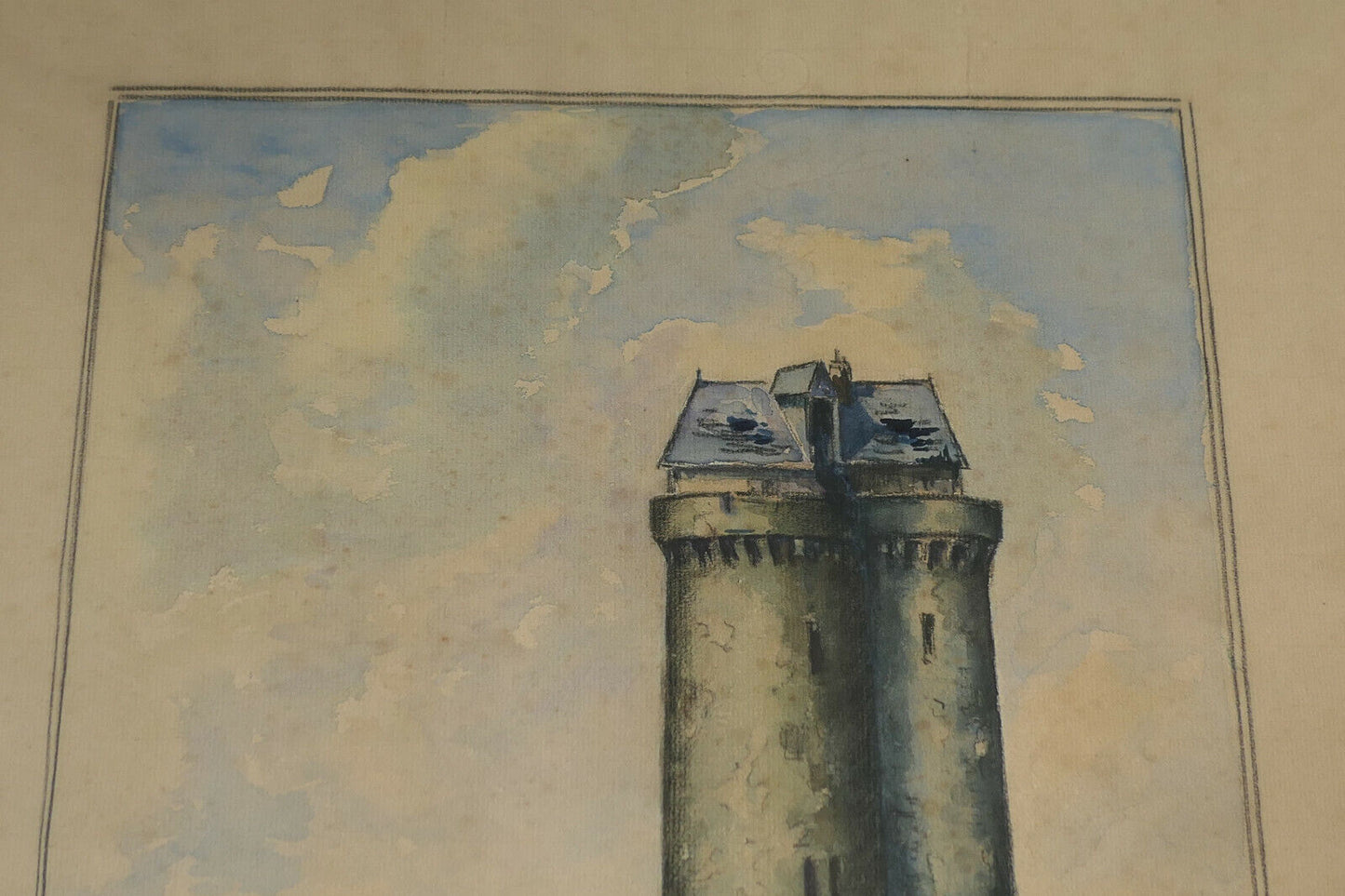 ANCIENNE PEINTURE AQUARELLE TABLEAU SIGNE LUCIEN-MARIE LE GARDIEN SAINT-SERVAN