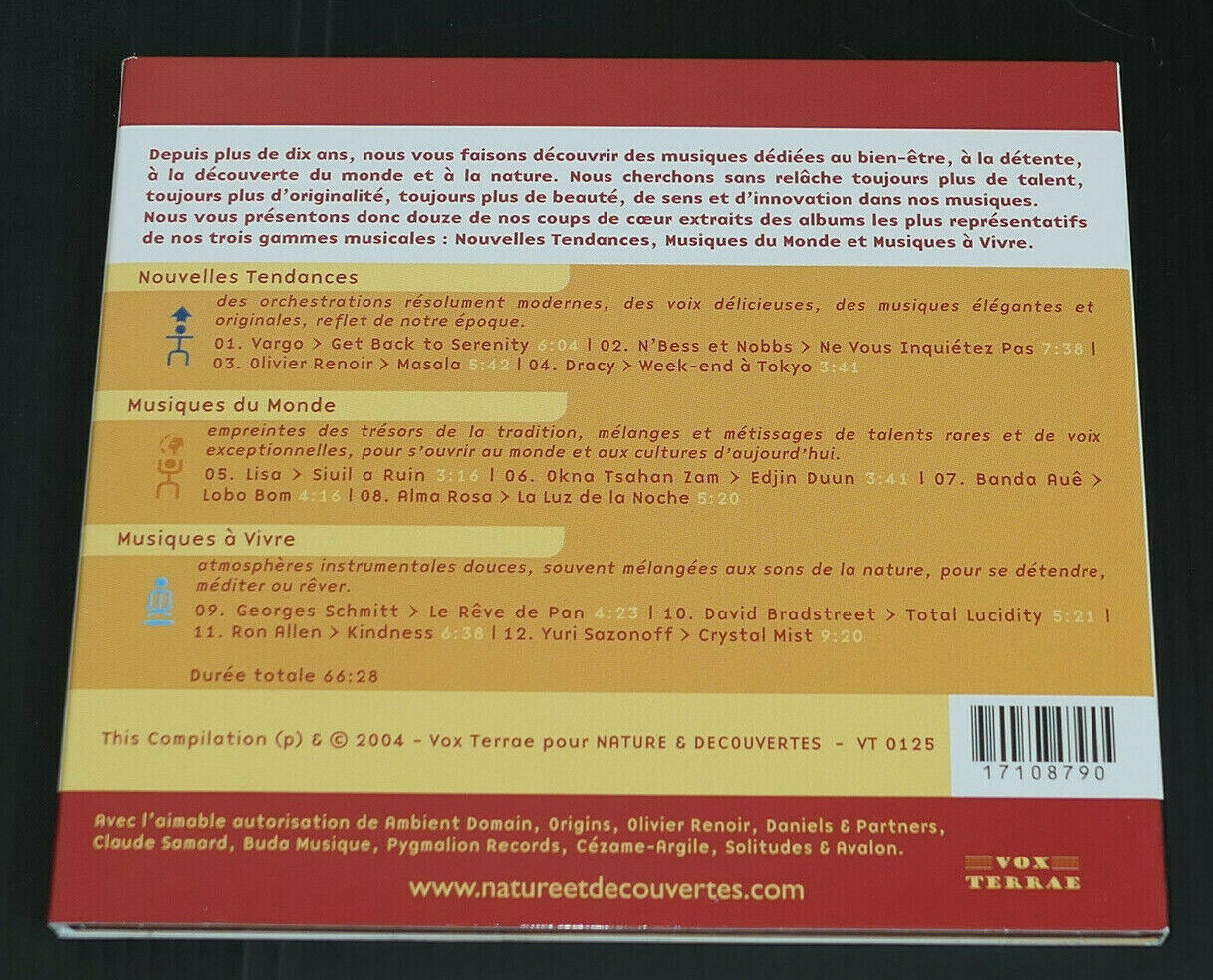 CD VOX TERRAE / NOS DECOUVERTES MUSICALES / COMPILATION 12 TITRES / 2004