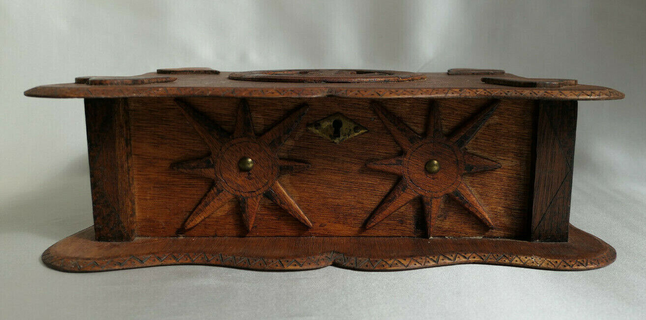 ANCIENNE BOITE COFFRET EN BOIS DECO ANCRE MARINE ART POPULAIRE