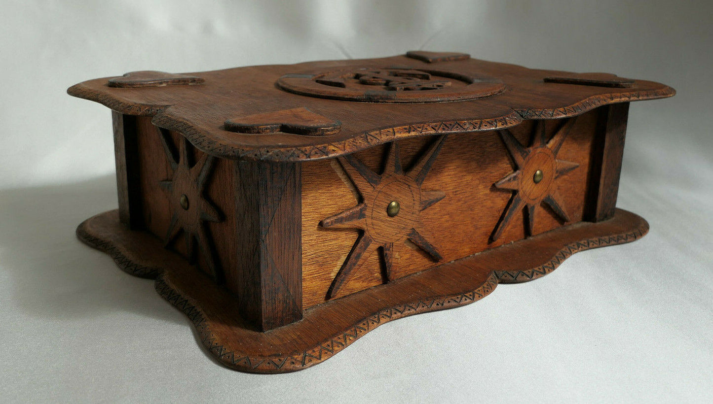 ANCIENNE BOITE COFFRET EN BOIS DECO ANCRE MARINE ART POPULAIRE