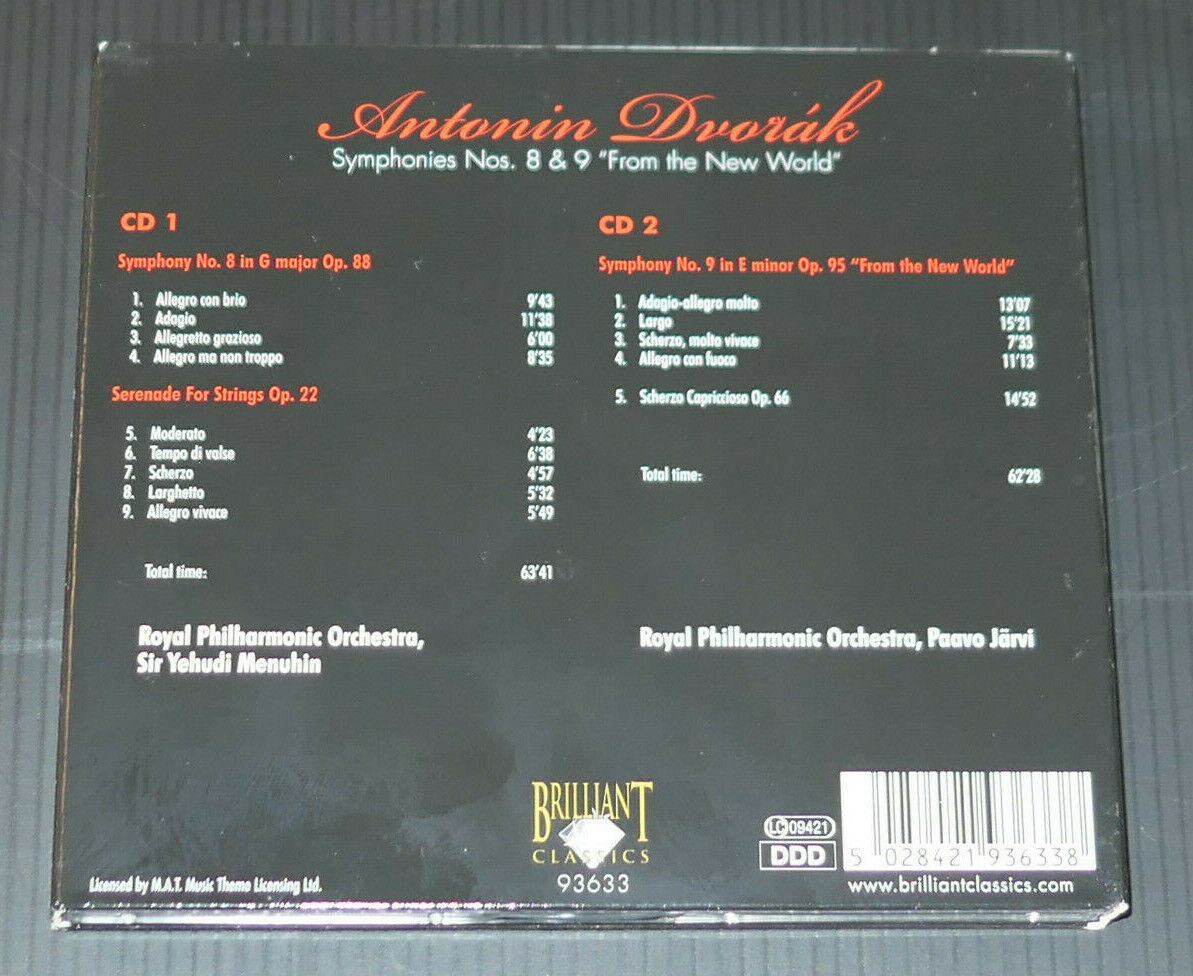 2CD ANTONIN DVORAK / SYMPHONIES NOS 8 & 9 "FROM THE NEW WORLD" / BRILLIANT