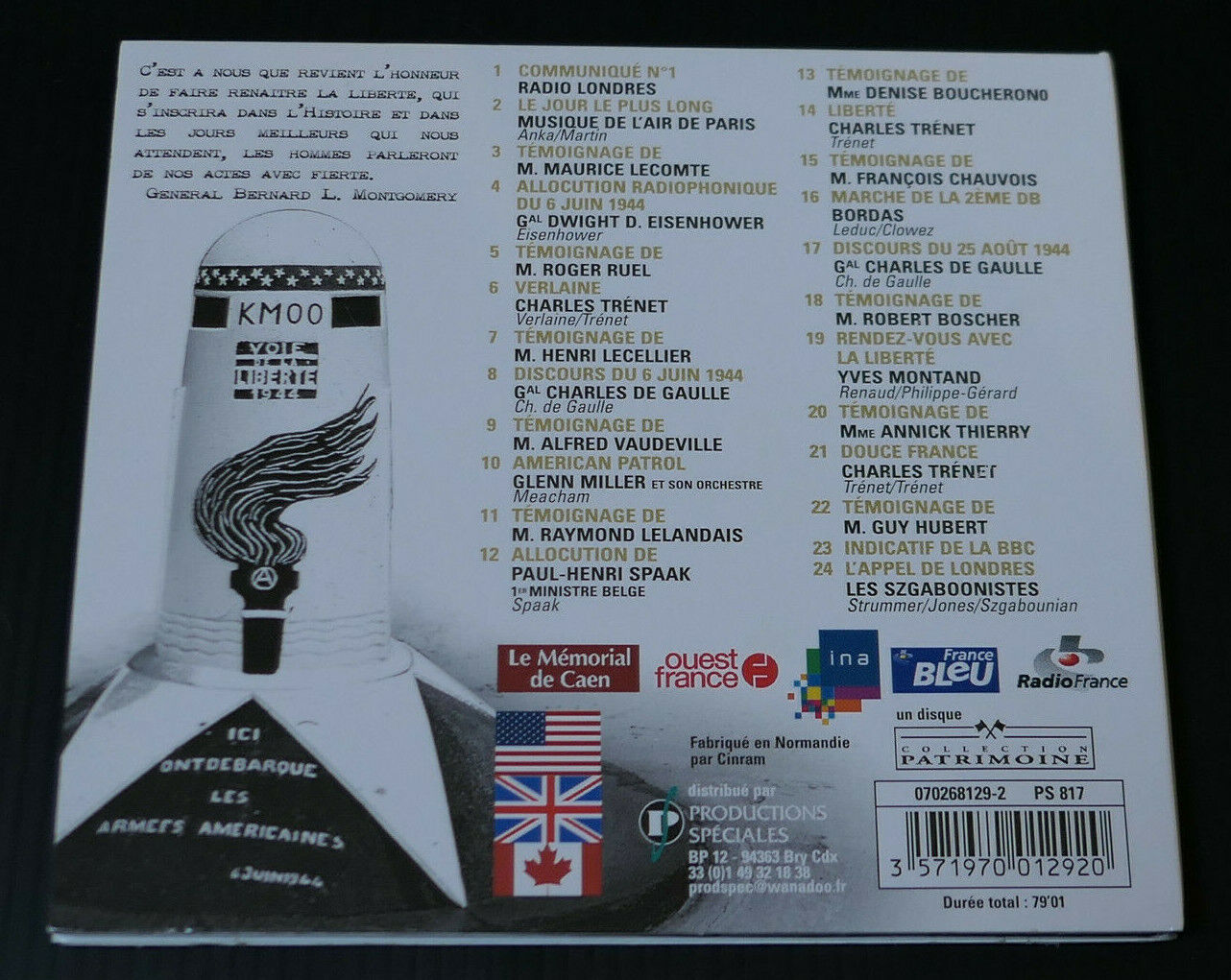 CD DEBARQUEMENT 6/06/44 LE RETOUR DE LA LIBERTE / COLLECTION PATRIMOINE
