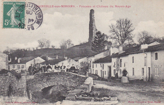 CARTE POSTALE ANCIENNE CPA BAINVILLE-AUX-MIROIRS PONCEAU ET CHATEAU DU MOYEN-AGE