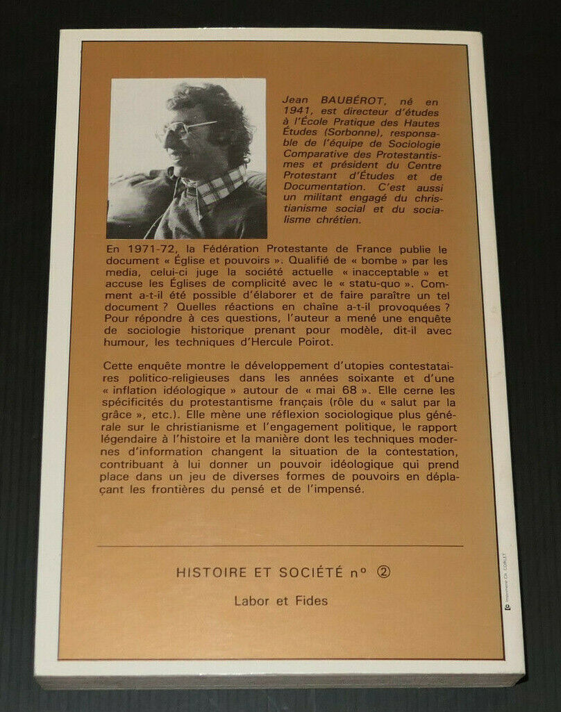 LE POUVOIR DE CONTESTER / JEAN BAUBEROT / LABOR FIDES 1983