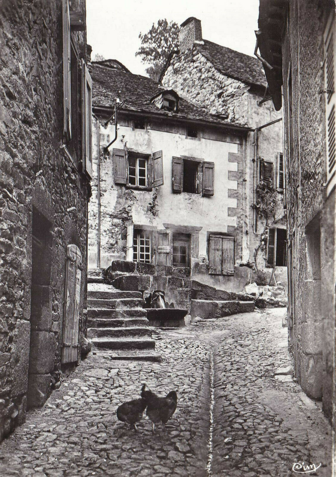 CPSM BLACK & WHITE POSTCARD / CHAUDES-AIGUES CANTAL SOURCE OF THE PAR