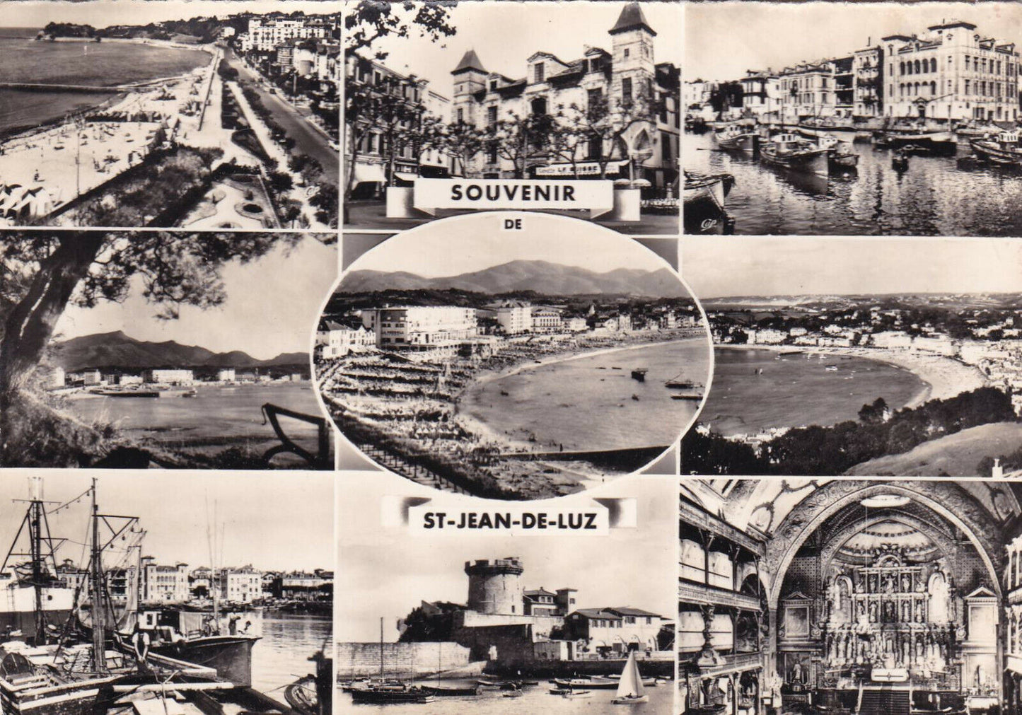 CARTE POSTALE CPSM NOIR & BLANC / SOUVENIR DE ST-JEAN-DE-LUZ