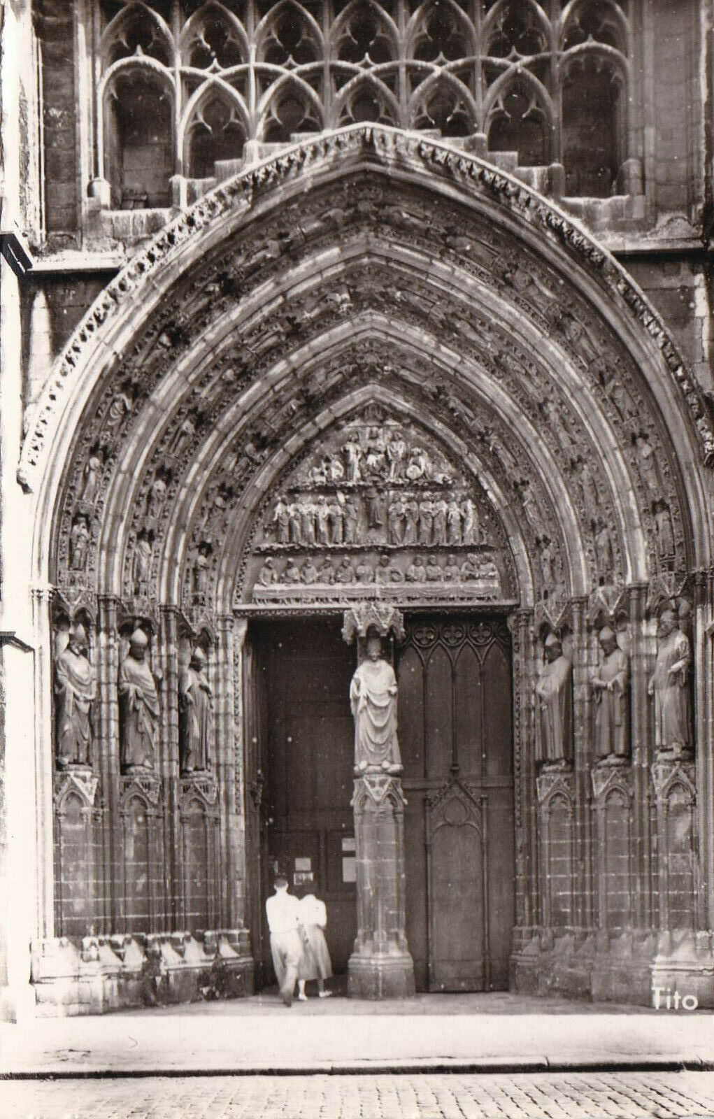CPSM BLACK & WHITE POSTCARD / BORDEAUX NORTH PORTAL SAINT-ANDRE CATHEDRAL