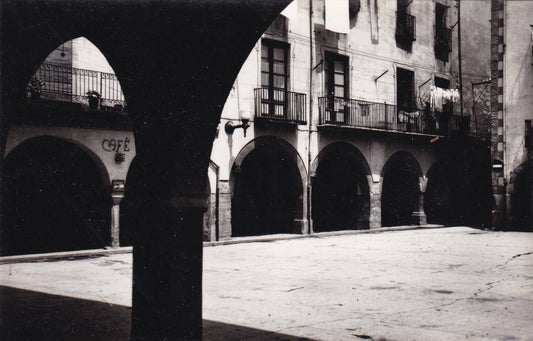 CARTE POSTALE ANCIENNE CPA NOIR ET BLANC / SAN JUAN DE LAS ABADESAS PLAZA ESPANA
