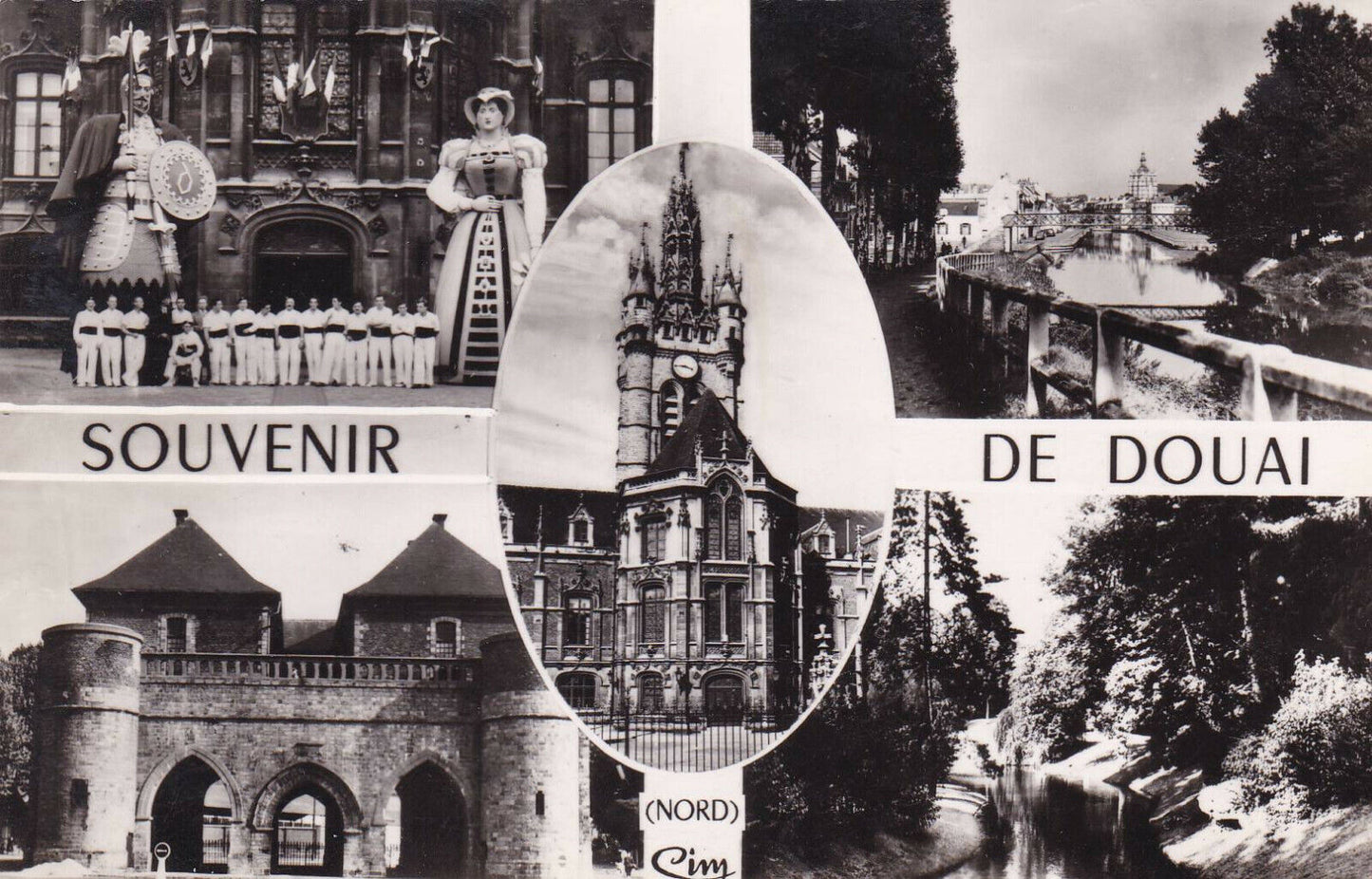 CPSM BLACK & WHITE POSTCARD / SOUVENIR FROM DOUAI