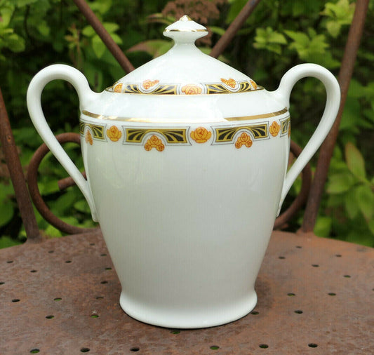 ANCIEN SUCRIER EN PORCELAINE LIMOGES PORCELAIN SUGAR BOWL MONOGRAMME DC OU CD