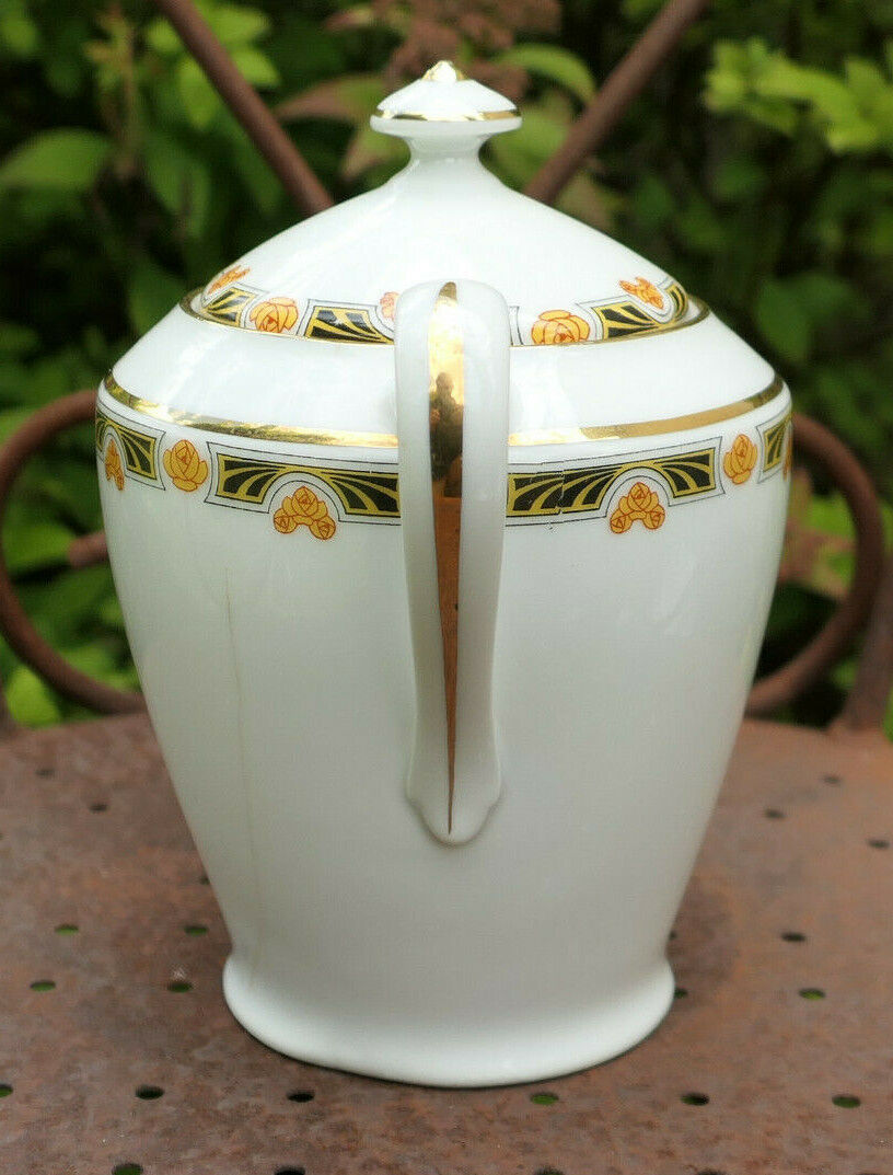 ANCIEN SUCRIER EN PORCELAINE LIMOGES PORCELAIN SUGAR BOWL MONOGRAMME DC OU CD