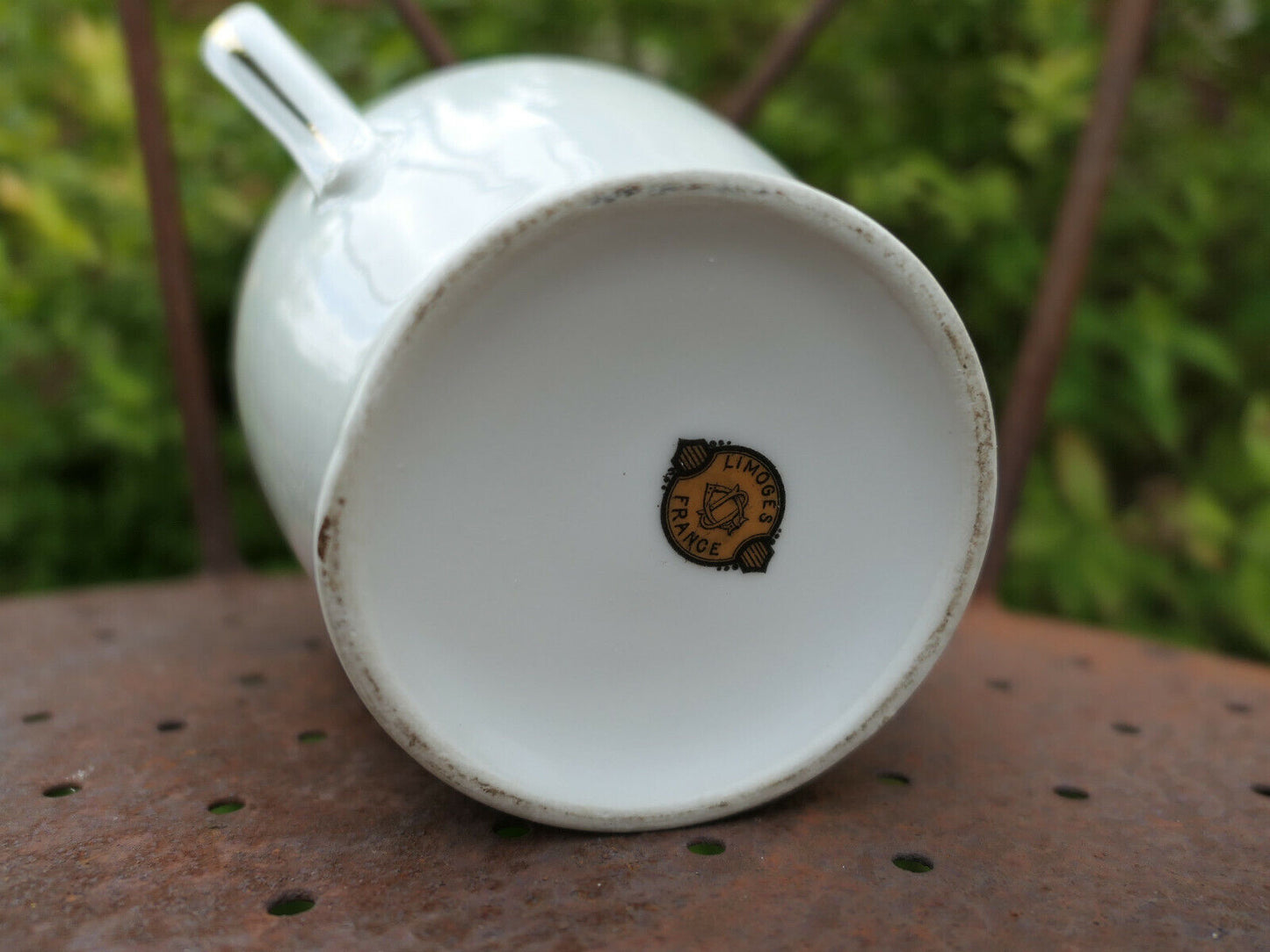 ANCIEN SUCRIER EN PORCELAINE LIMOGES PORCELAIN SUGAR BOWL MONOGRAMME DC OU CD