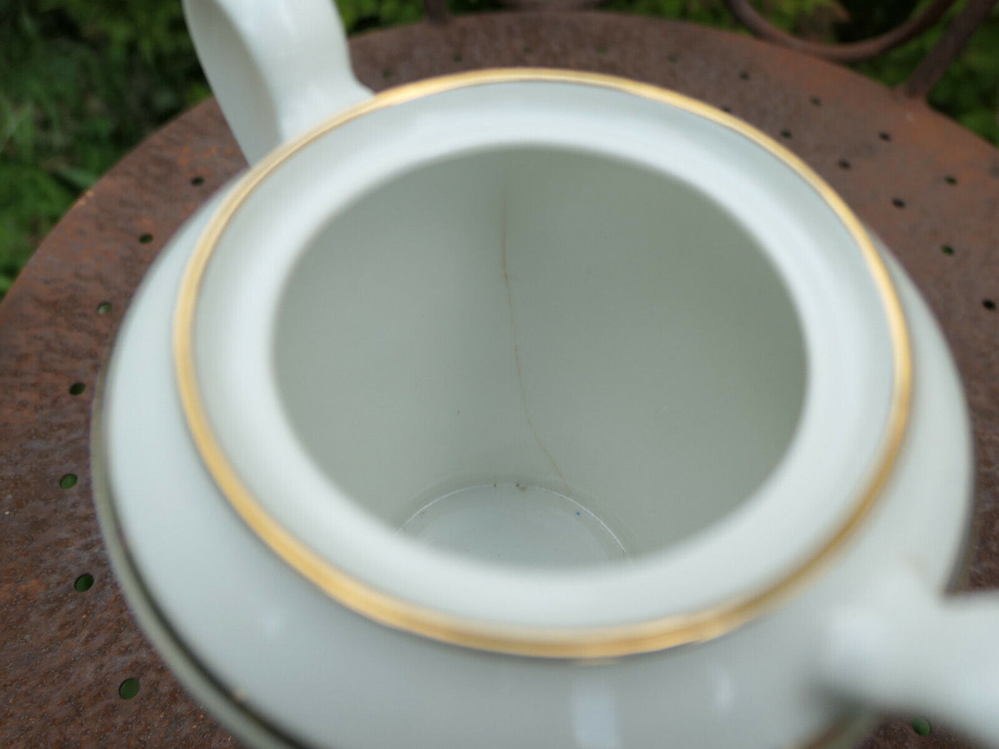 ANCIEN SUCRIER EN PORCELAINE LIMOGES PORCELAIN SUGAR BOWL MONOGRAMME DC OU CD