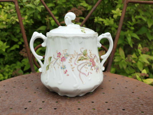 ANCIEN SUCRIER PORCELAINE LIMOGES PORCELAIN SUGAR BOWL CRETIAUX