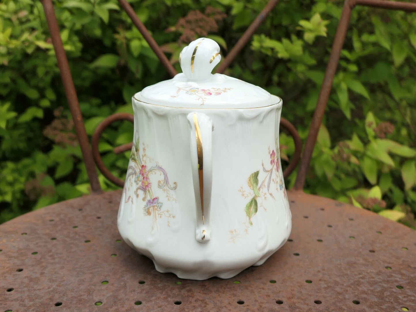 ANCIEN SUCRIER PORCELAINE LIMOGES PORCELAIN SUGAR BOWL CRETIAUX