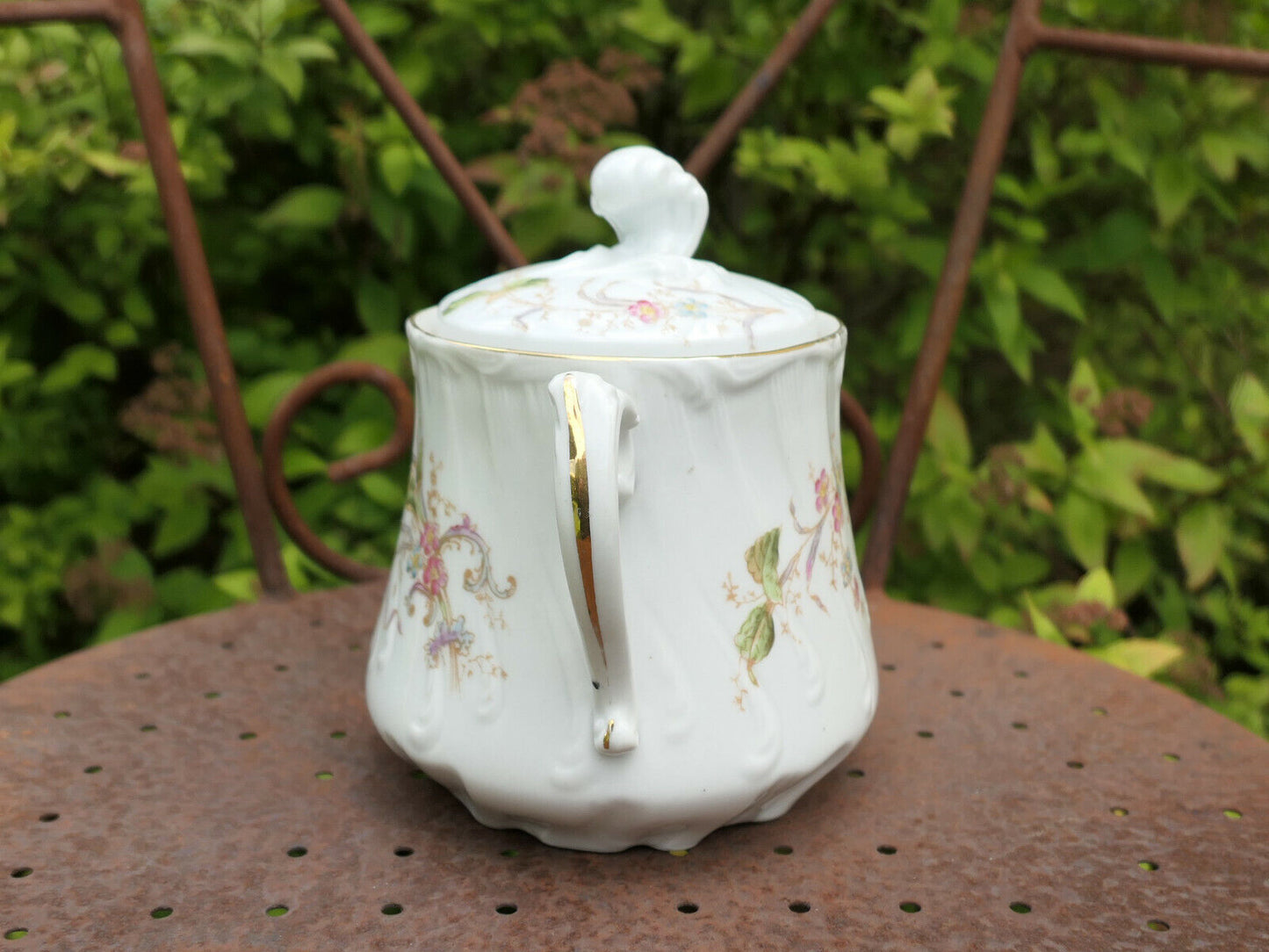 ANCIEN SUCRIER PORCELAINE LIMOGES PORCELAIN SUGAR BOWL CRETIAUX