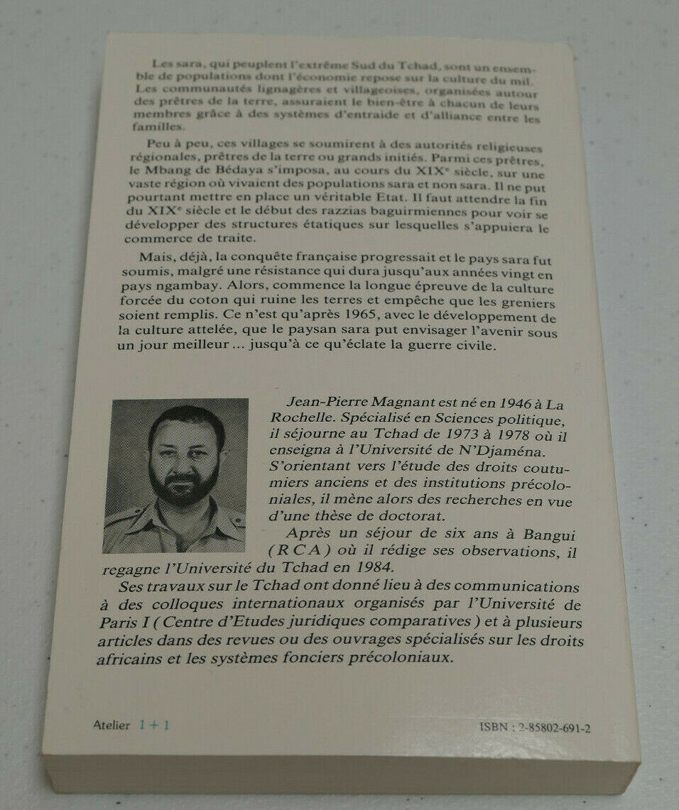LA TERRE SARA TERRE TCHADIENNE / MAGNANT / L'HARMATTAN 1987 / AFRIQUE TCHAD