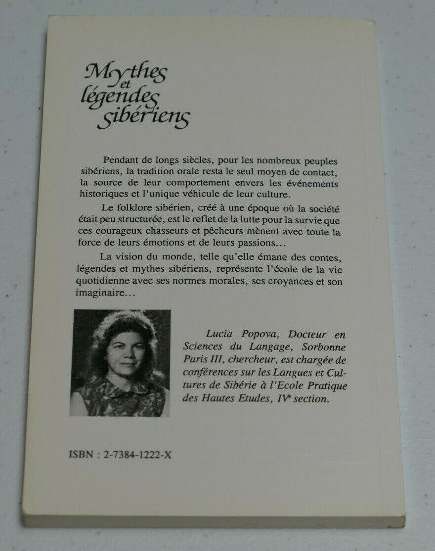 MYTHES ET LEGENDES SIBERIENS / LUCIA POPOVA / L'HARMATTAN 1992