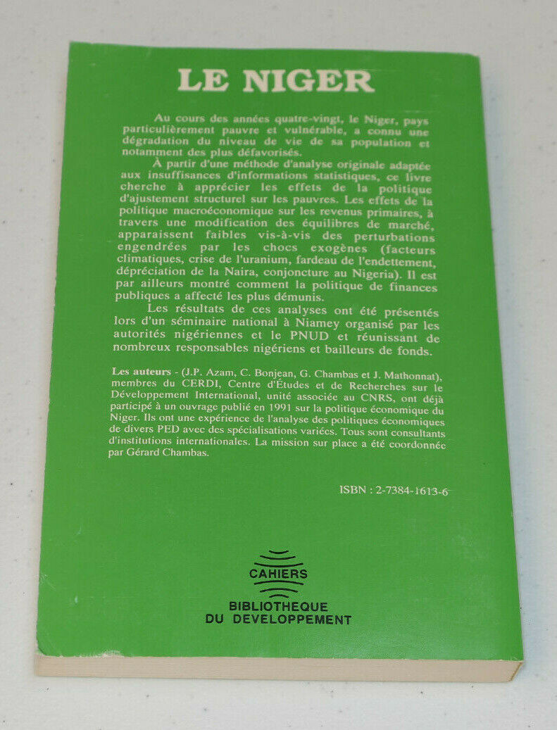 LE NIGER LA PAUVRETE EN PERIODE D'AJUSTEMENT / L'HARMATTAN 1993 AFRIQUE