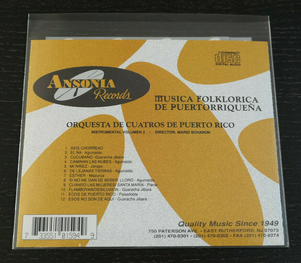 CD MUSICA FOLKLORICA DE PUERTO RICO ORQUESTA DE CUATROS / INSTRUMENTAL VOLUMEN 2