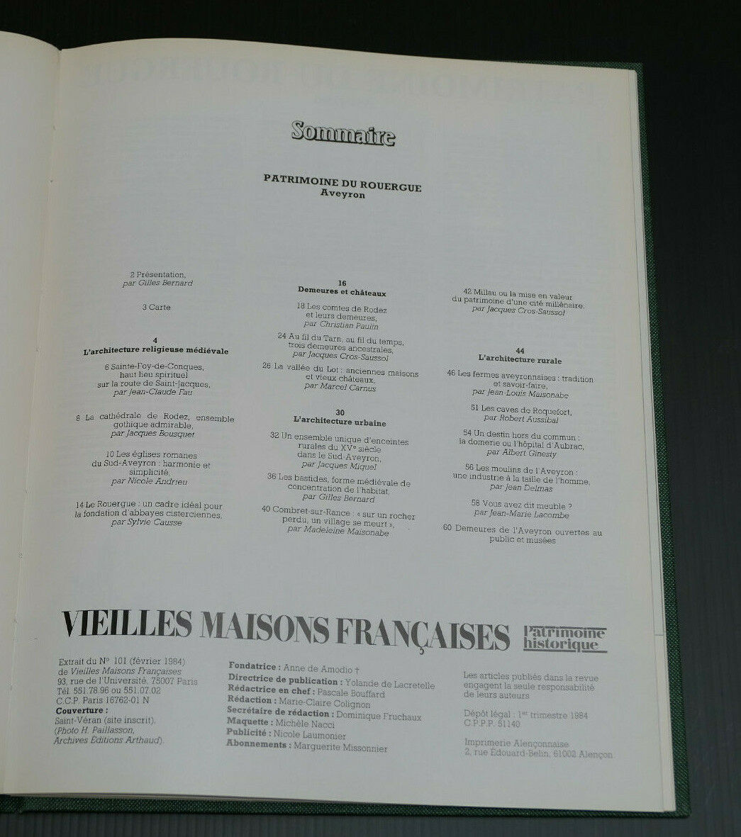 PATRIMOINE DU ROUERGUE AVEYRON / VIEILLES MAISONS FRANCAISES / 1984