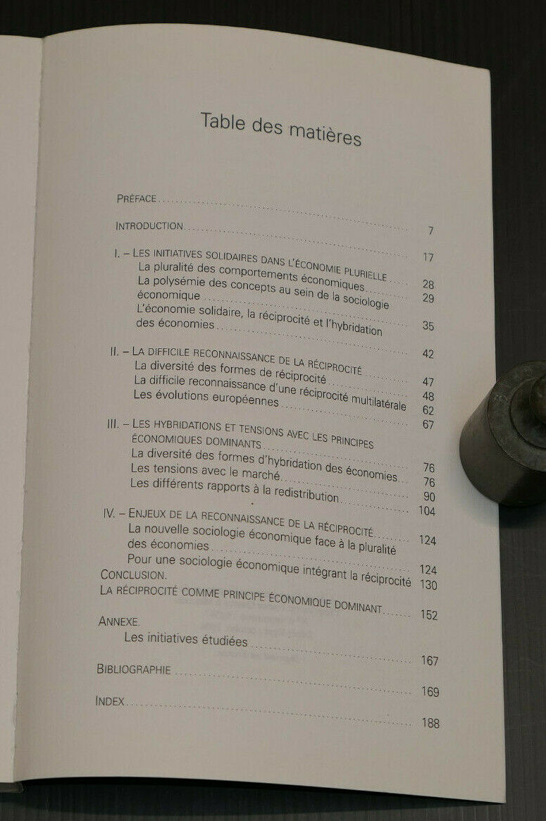 LES INITIATIVES SOLIDAIRES LA RECIPROCITE FACE AU MARCHE ET A L'ETAT / L. GARDIN