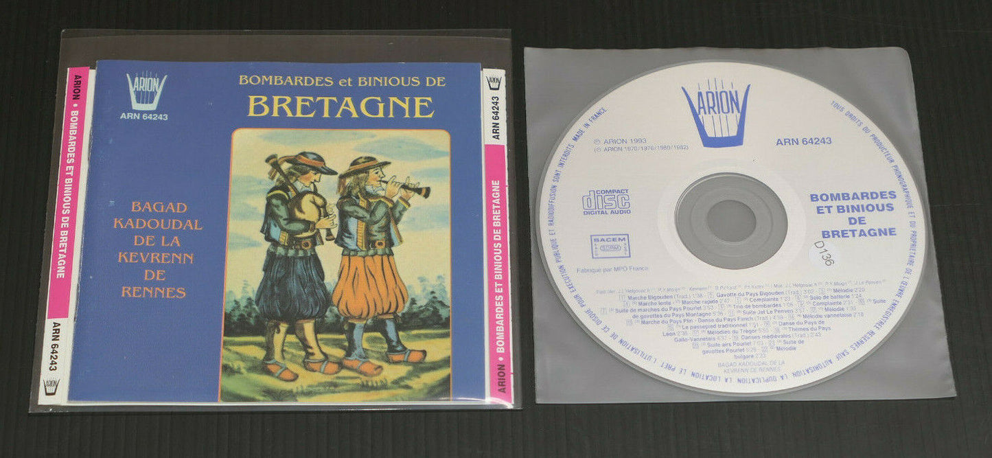 CD BOMBARDES ET BINIOUS DE BRETAGNE / BAGAD KADOUDAL KEVRENN RENNES / ARION 1993