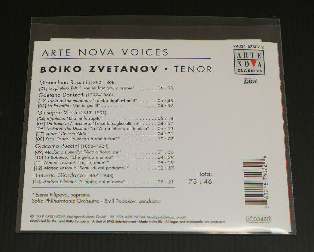 CD BOIKO ZVETANOV / PORTRAIT / ARTE NOVA VOICES 1999