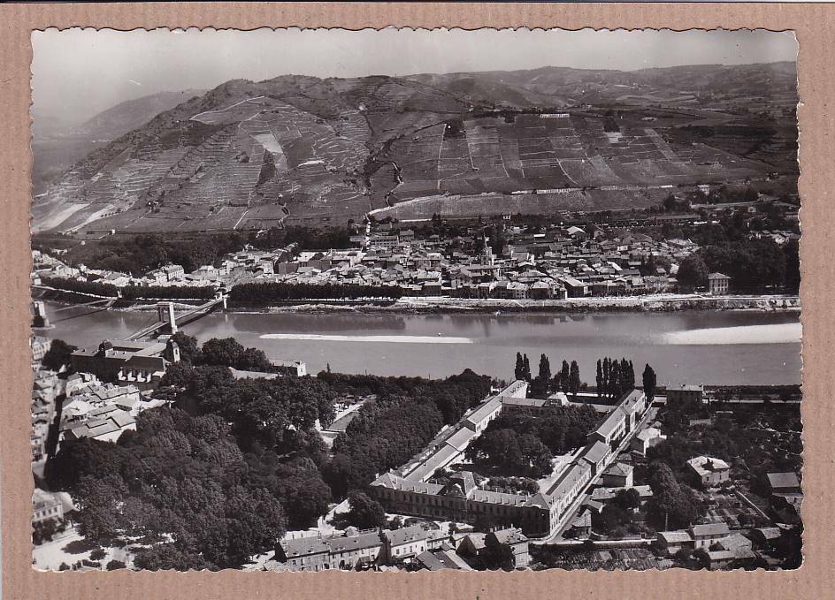 CPSM BLACK & WHITE POSTCARD / TOURNON LYCEE TAIN AND COTEAUX DE L'HERMITAGE