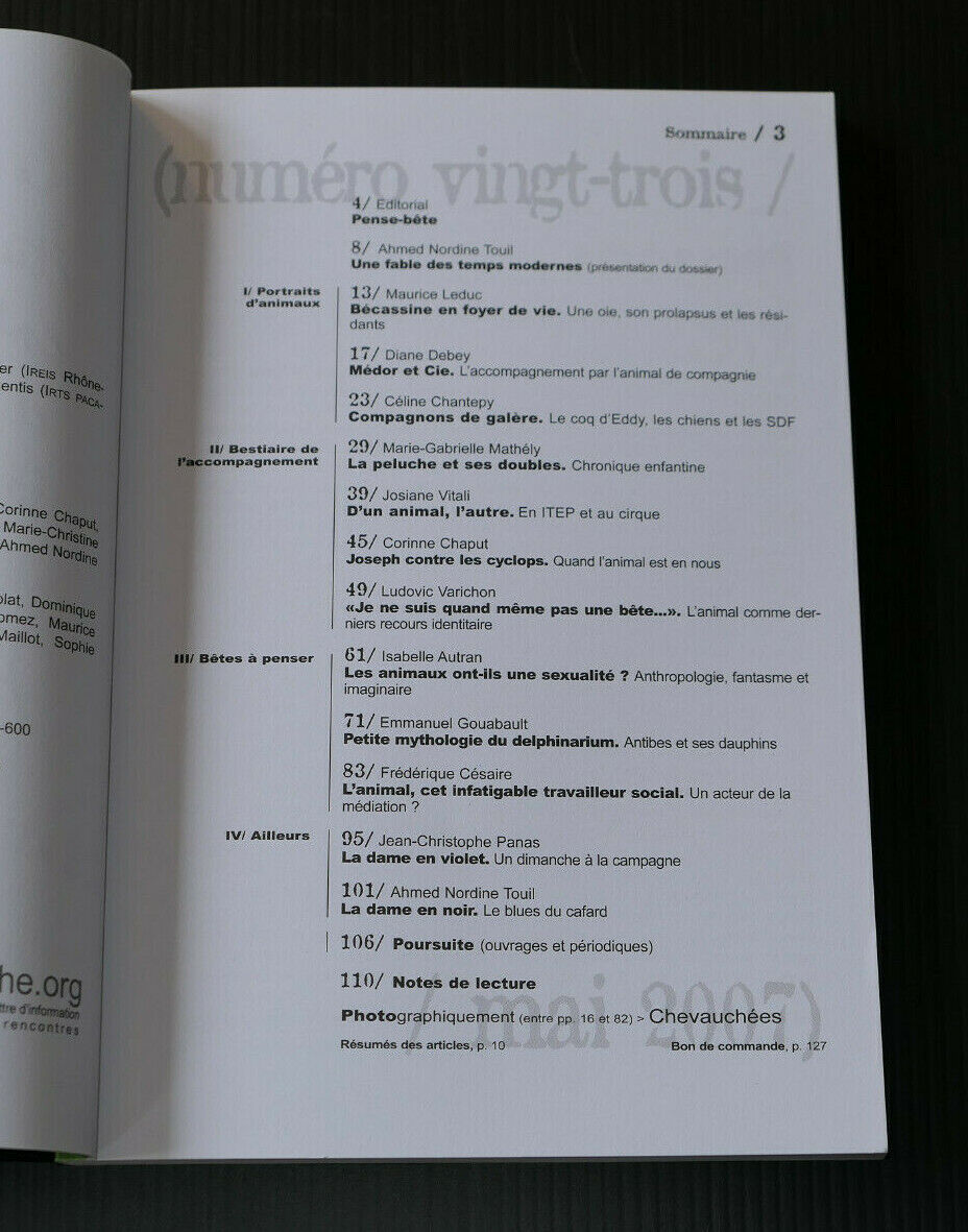 L'HOMME LA BETE ET LE SOCIAL / LE SOCIOGRAPHE 23 / 2007 / TRAVAIL SOCIAL