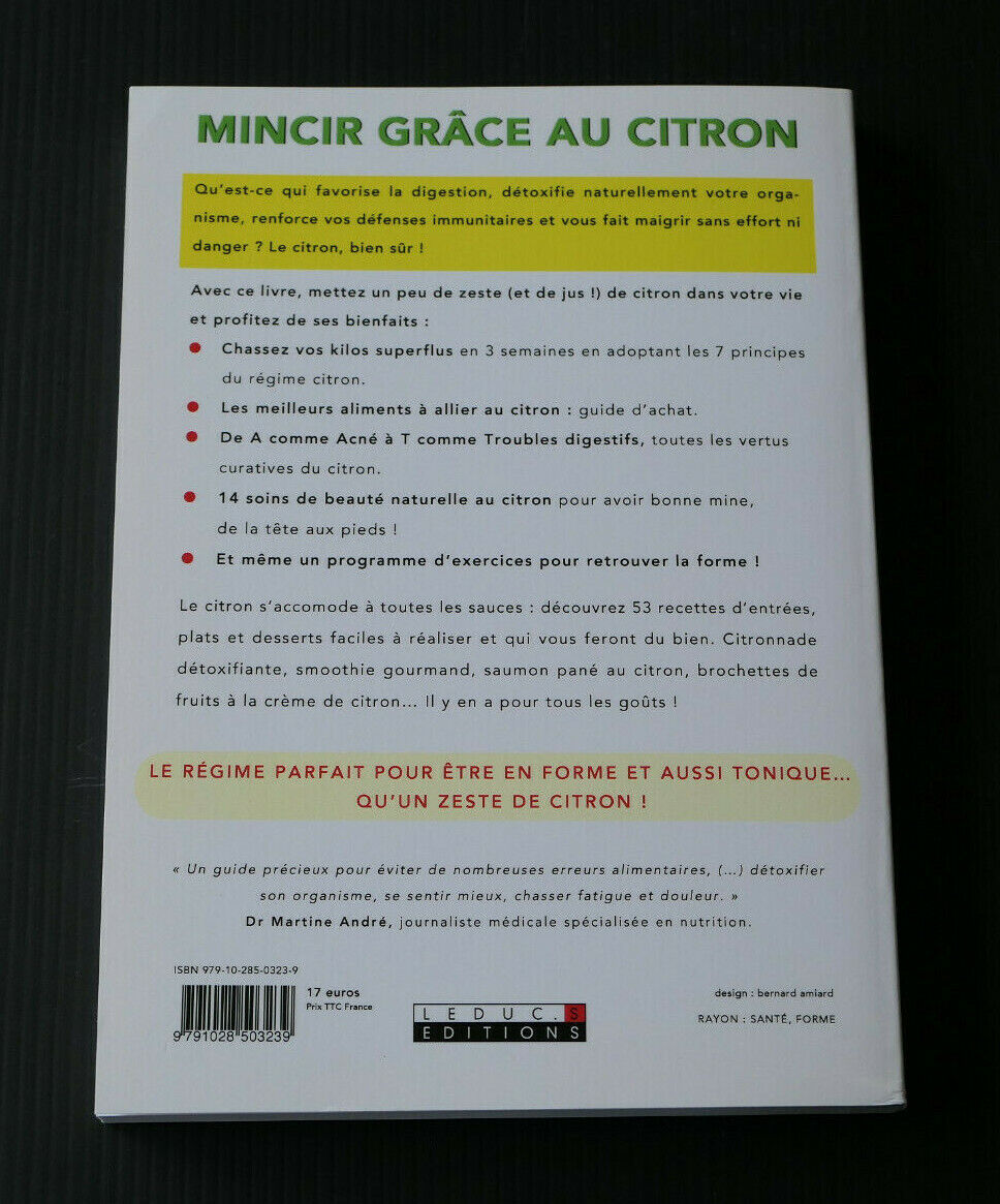 MINCIR GRACE AU CITRON / REGIME ALIMENTATION GUIDE RECETTES / LEDUC EDITIONS