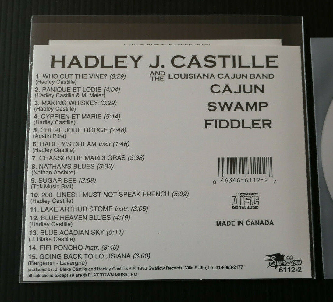 CD HADLEY J. CASTILLE AND THE LOUISIANA CAJUN BAND / CAJUN SWAMP FIDDLER / 1993