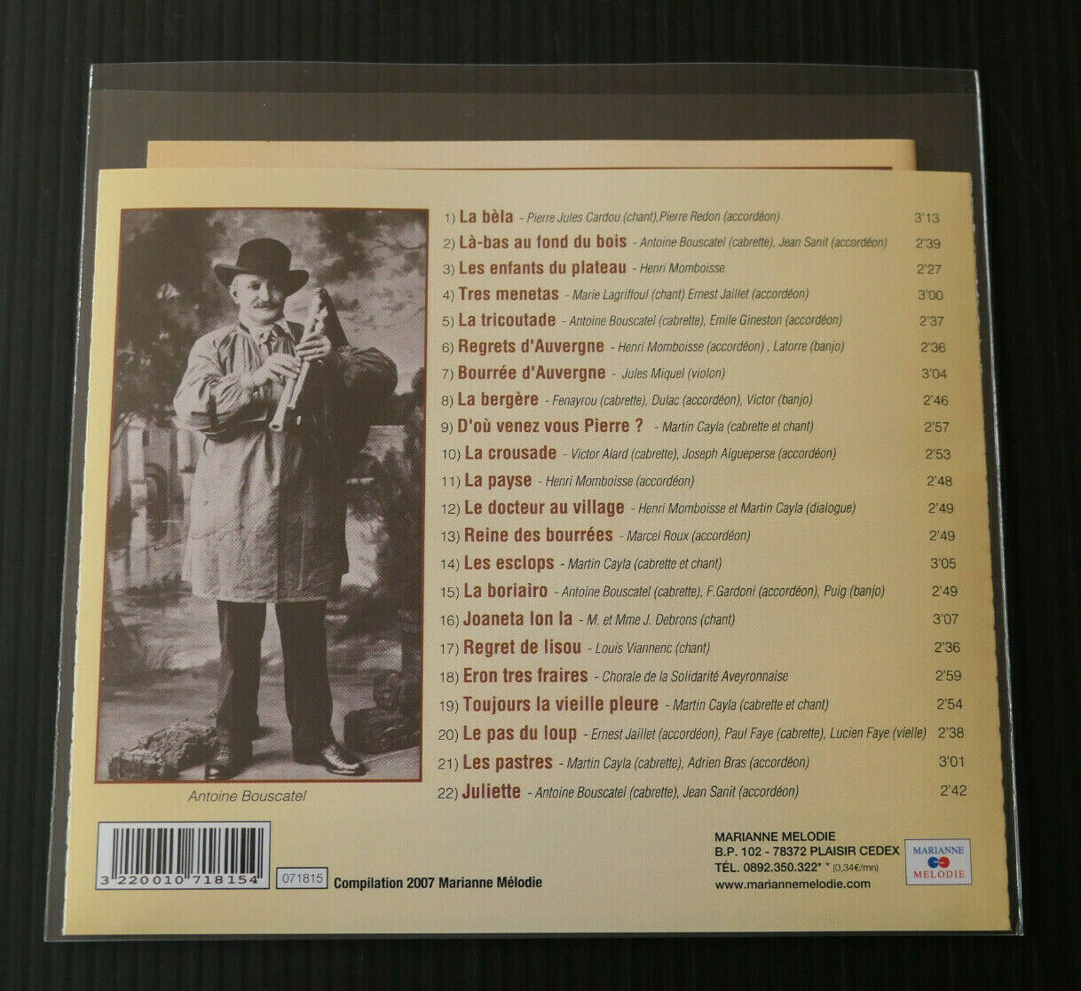 CD MUSIQUES TRADITIONNELLES D'AUVERGNE ET DU ROUERGUE / VOLUME 2 / 2007